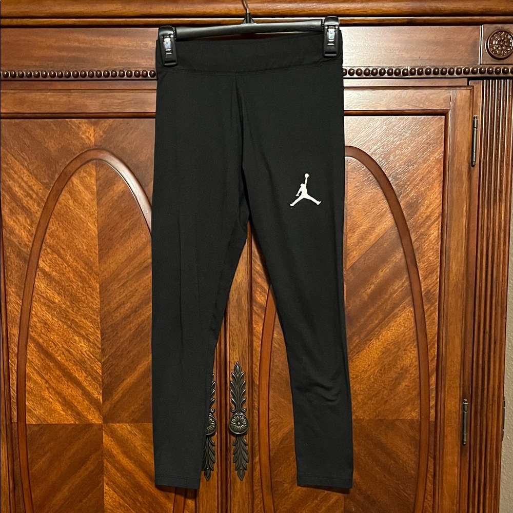 Jordan Black Girl’s Leggings with White Logo